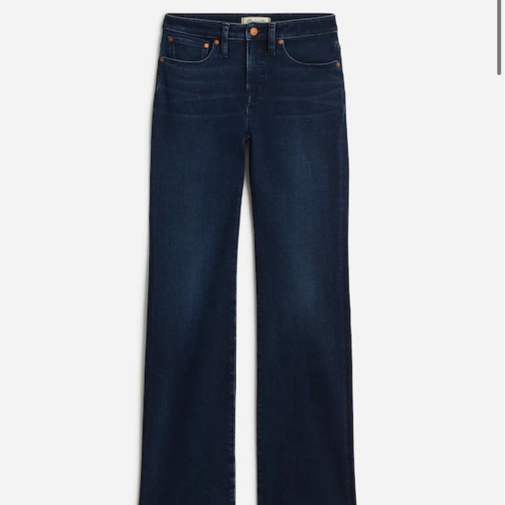Madewell Curvy Kick Out Full Length Jeans Dark Wash Kingston Wide Bootcut Leg - Picture 6 of 10